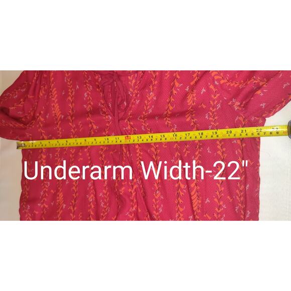 Vintage Lucky Brand Top Womens XL BOHO Peasant Burgundy Red Y2K Bohemian Floral - Picture 13 of 16